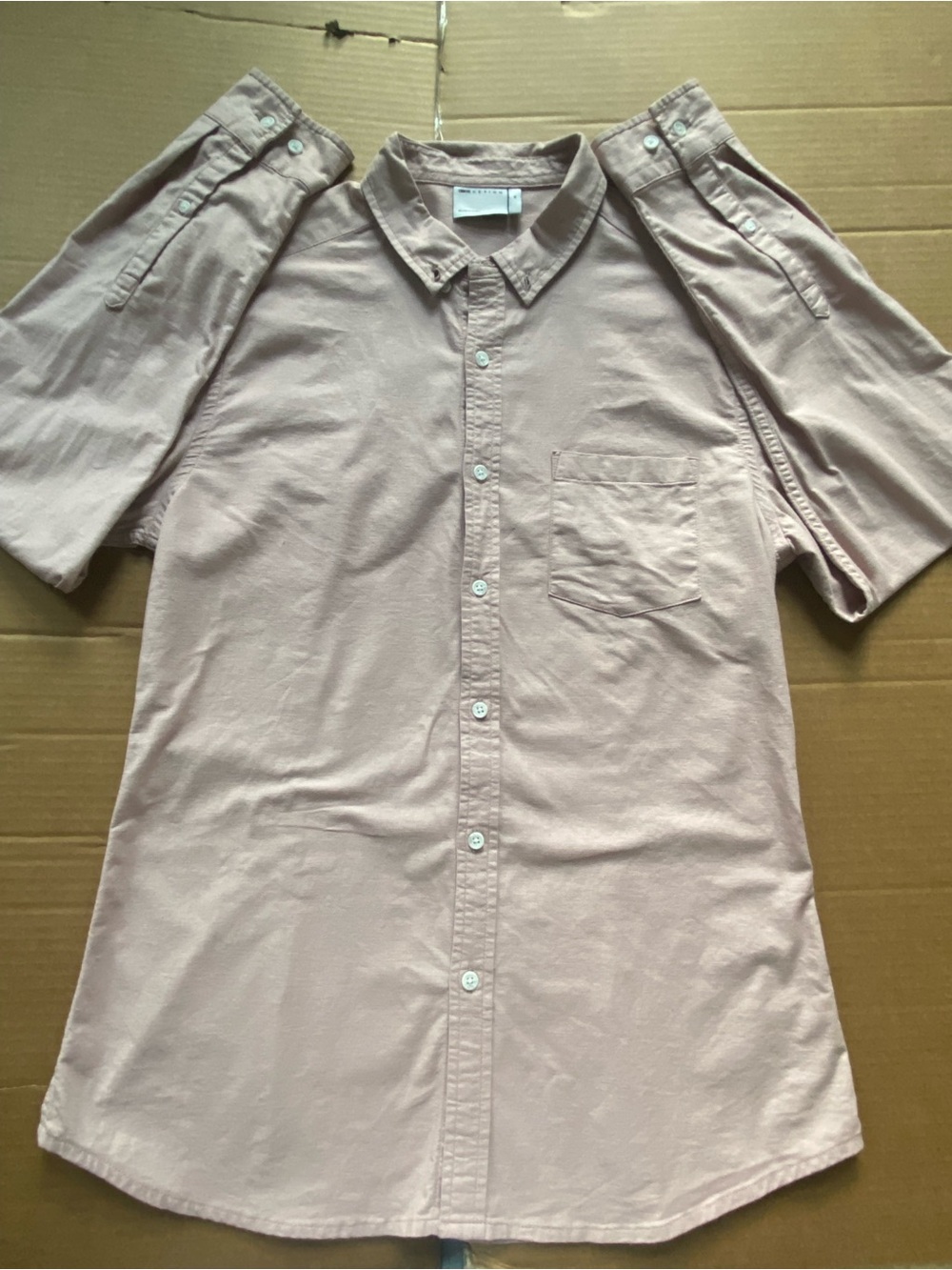 ASOS Men's long -Sleeve Button-Down Shirt in Pale Pink